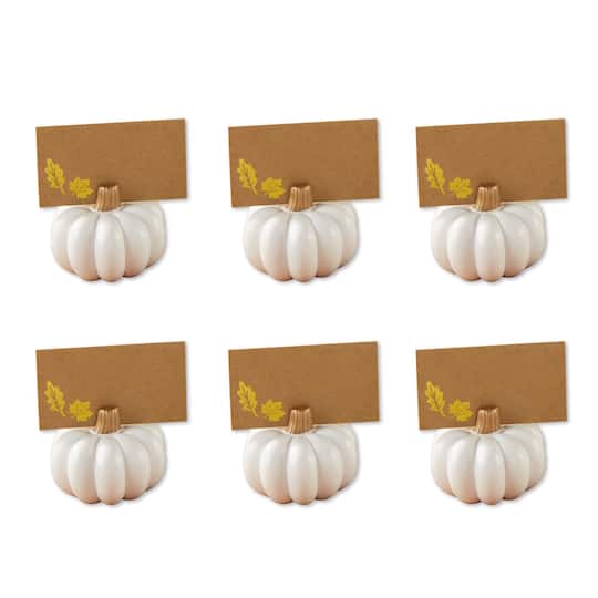 Kate Aspen White Pumpkin Place Card Holder Set, 6ct.